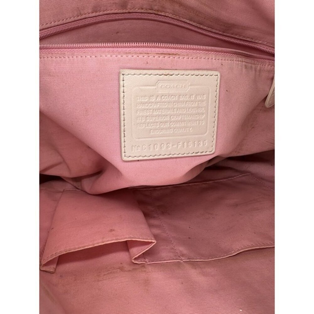 Coach Leather Two Tone Handbag/Purse Turn Lock Pink No Tag - Picture 7 of 10